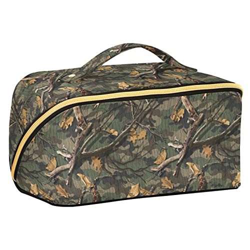 ODAWA Rainbow Handprints Halloween Reise Make-up Tasche Tragbare Große Öffnung Kosmetiktasche Tolietry Tasche für Frauen und Mädchen, Wald Camouflage Baum von ODAWA