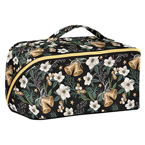 ODAWA Reise-Make-up-Tasche mit Rentier-Motiv, tragbar, große Öffnung, Kosmetiktasche für Damen und Mädchen, Weihnachten Botanische Pflanzen von ODAWA