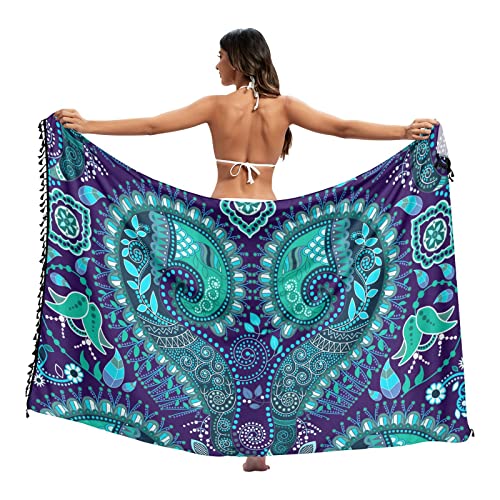 ODAWA Sarong Damen Bikini mit Fransen, bunt, Geometrisches Muster, indischer Hintergrund, Medium von ODAWA