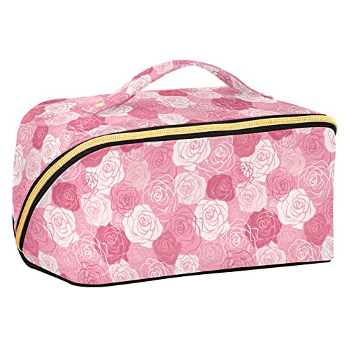 ODAWA Schöne Reise-Make-up-Tasche mit Schmetterlingen, tragbar, große Öffnung, Kosmetiktasche, Werkzeugtasche für Damen und Mädchen, Rosa von ODAWA