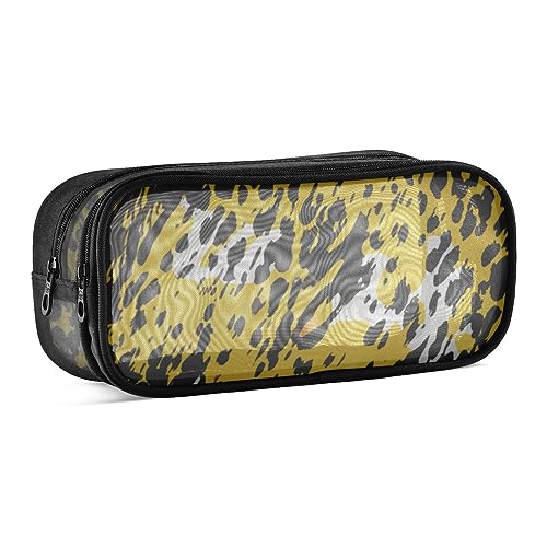 ODAWA Tiger Pelz Textur Gelb Schwarz und Weiß Bleistift Tasche Gitter Mesh Stift Tasche Leichte Große Kapazität Bleistift Beutel von ODAWA