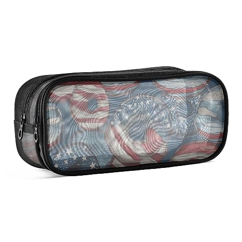 ODAWA United States Unabhängigkeitstag Donut Bleistift Beutel Große Gitter Mesh Tasche Leichte Große Kapazität Bleistift Beutel von ODAWA