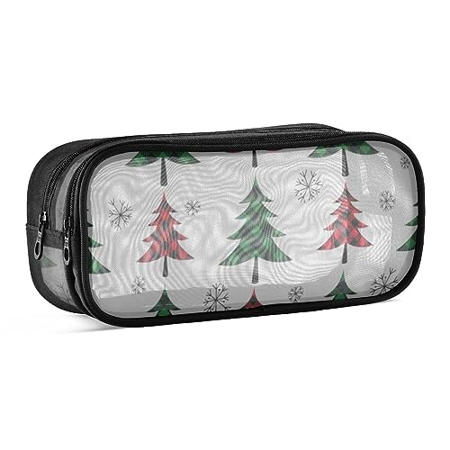 ODAWA Weihnachtsbäume Festliches Federmäppchen Große Gitter Mesh Tasche Zwei Fächer Schreibwaren Organizer von ODAWA