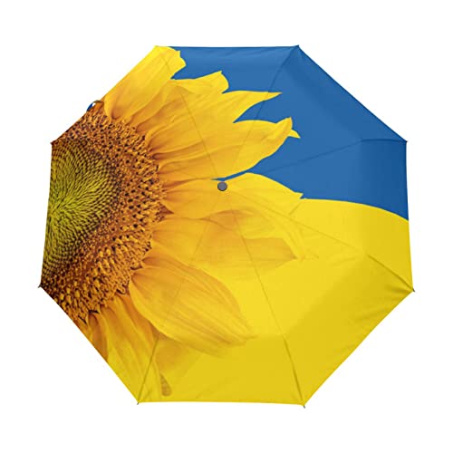 ODAWA Winddichter, tragbarer Regenschirm, Ukraine, Sonnenblumen-Symbol, automatisch, faltbar, leicht, für Reisen und Herren von ODAWA