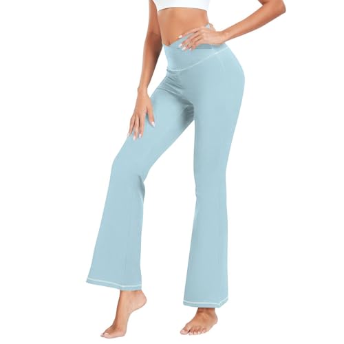 ODAWA Yogahose für Damen, hohe Taille und weites Bein, Dunkelpuderblau, Workout-Leggings für Damen, Hell, blau, X-Large Lange von ODAWA