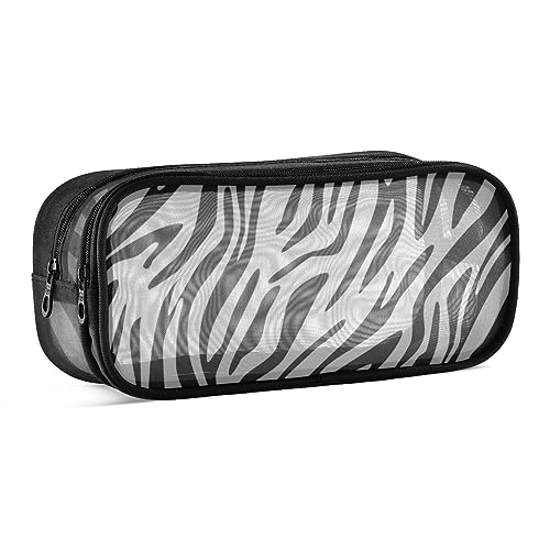 ODAWA Zebra Stripes Bleistift Pouch Grid Mesh Stift Bleistift Fall mit Reißverschluss Zwei Fächer Schreibwaren Organizer von ODAWA