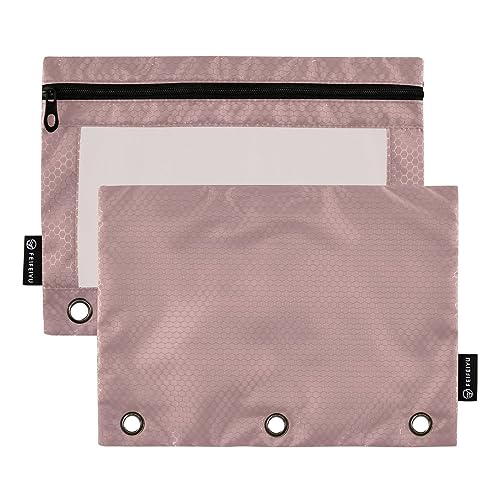 Rosy Brown Binder Pouch, 2 Pack Zipper Pouch for 3 Ring Binder with Clear Window von ODAWA