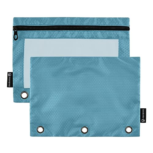 Saxe Blue Clear Zipper Bags with Clear Window Stationery Bag Binder Case for Daily Office Supplies, 2 Pack von ODAWA