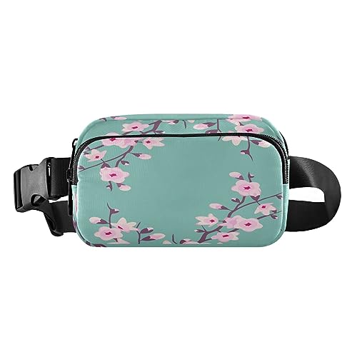 Schöne Schuppen Meerjungfrau Bauchtaschen für Frauen für Workout Laufen Reisen Wandern, 20,3 x 13,5 x 5,8 cm, Rosa Blumen Frühling von ODAWA