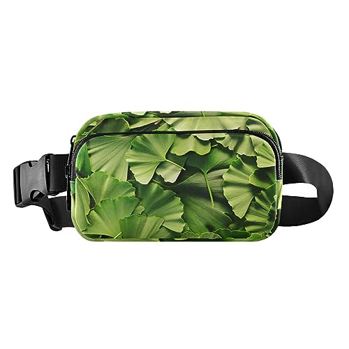 Schöne abstrakte Kreis Bauchtaschen für Frauen Cross Body wasserdichte Hüfttasche für Reisen Einkaufen Wandern Radfahren Laufen, 20,3 x 13,5 x 5,8 cm, Ginkgo Leaves von ODAWA