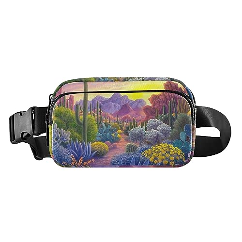 Schöne abstrakte Kreis Bauchtaschen für Frauen Cross Body wasserdichte Hüfttasche für Reisen Einkaufen Wandern Radfahren Laufen, 20,3 x 13,5 x 5,8 cm, Wüsten-Kaktus von ODAWA