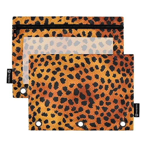 Tiger Fur Gelb Schwarz Orange Jungen Federmäppchen mit glattem Reißverschluss, Klarsichtfenster Federmäppchen für Binder für Schule und Büro, 2 Stück von ODAWA