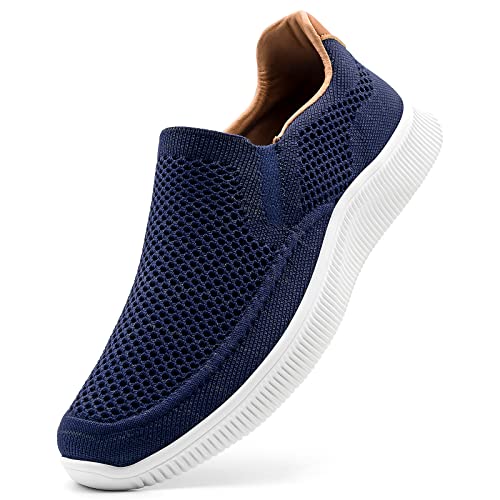 ODCKOI Herren Slip On Casual Sneaker Leichtgewicht Atmungsaktive Schuhe Mesh Freizeitschuhe Bequem Sportschuhe Walking Turnschuhe Loafers-Dunkelblau-40 von ODCKOI