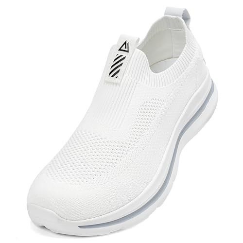 ODCKOI Herren Slip on Sneakers Mesh Atmungsaktiv Laufschuhe Bequem Turnschuhe Outdoor Fitness Sportschuhe Leichtgewichts Straßenlaufschuhe-BAISE-46-XIN von ODCKOI