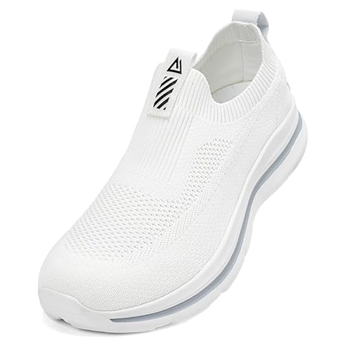 ODCKOI Herren Slip on Sneakers Mesh Atmungsaktiv Laufschuhe Bequem Turnschuhe Outdoor Fitness Sportschuhe Leichtgewichts Straßenlaufschuhe-BAISE-46 von ODCKOI