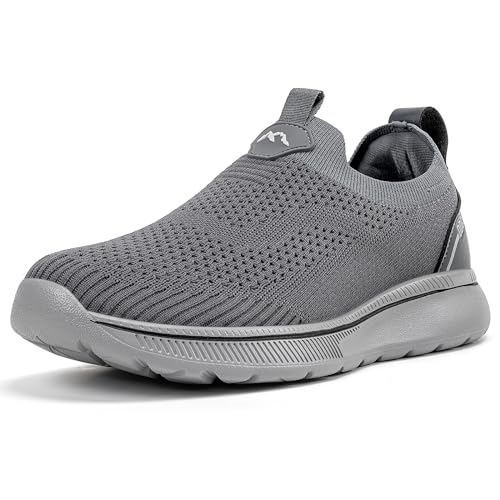 ODCKOI Schuhe Herren Sneaker Ohne Schnuersenkel Slip-on Schuhe Mesh Atmungsaktiv Leicht Laufschuhe Casual Sportschuhe Bequem Turnschuhe Leichtgewichts Outdoor Joggingschuhe Dunkelgrau 44 von ODCKOI