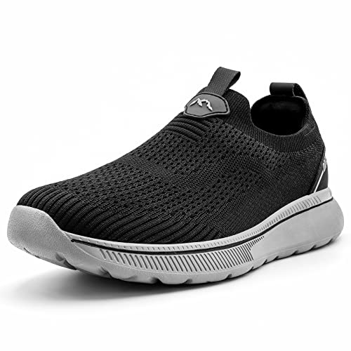 ODCKOI Schuhe Herren Sneaker Ohne Schnuersenkel Slip-on Schuhe Mesh Atmungsaktiv Leicht Laufschuhe Casual Sportschuhe Bequem Turnschuhe Leichtgewichts Outdoor Joggingschuhe Schwarz 42 von ODCKOI