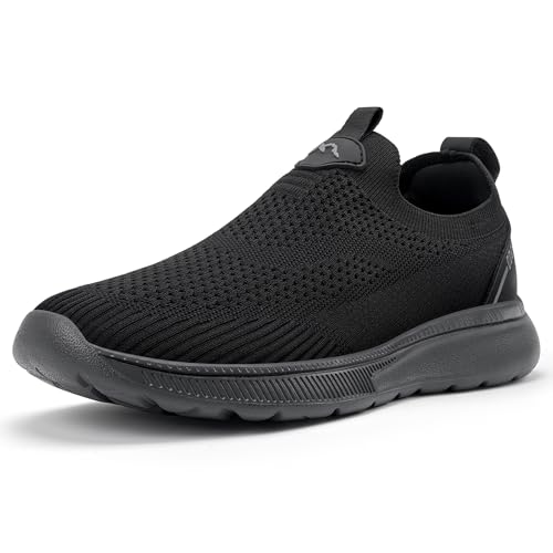 ODCKOI Schuhe Herren Sneaker Ohne Schnuersenkel Slip-on Schuhe Mesh Atmungsaktiv Leicht Laufschuhe Casual Sportschuhe Bequem Turnschuhe Leichtgewichts Outdoor Joggingschuhe Schwarz-dunkelgrau Sohle 45 von ODCKOI