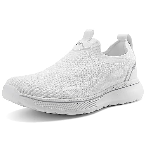 ODCKOI Schuhe Herren Sneaker Ohne Schnuersenkel Slip-on Schuhe Mesh Atmungsaktiv Leicht Laufschuhe Casual Sportschuhe Bequem Turnschuhe Leichtgewichts Outdoor Joggingschuhe Weiß 39 von ODCKOI