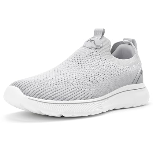 ODCKOI Schuhe Herren Sneaker Ohne Schnuersenkel Slip-on Schuhe Mesh Atmungsaktiv Leicht Laufschuhe Casual Sportschuhe Bequem Turnschuhe Leichtgewichts Outdoor Joggingschuhe hellgrau 41 von ODCKOI