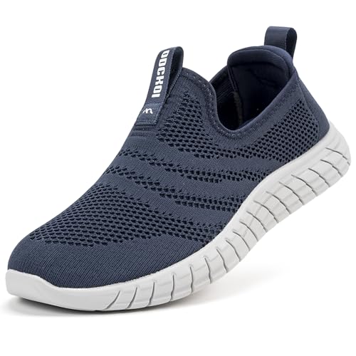 ODCKOI Slip On Sneaker Herren Ohne Schnürsenkel Turnschuhe Leichte Laufschuhe Atmungsaktive Sportschuhe Jogging Fitness Schuhe Gym Outdoor Walkingschuhe Dunkelblau 41 von ODCKOI