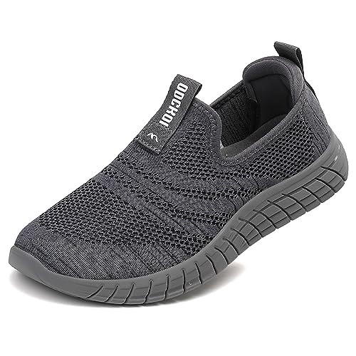 ODCKOI Slip On Sneaker Herren Ohne Schnürsenkel Turnschuhe Leichte Laufschuhe Atmungsaktive Sportschuhe Jogging Fitness Schuhe Gym Outdoor Walkingschuhe Dunkelgrau 43 von ODCKOI