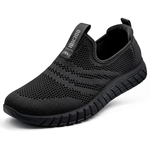 ODCKOI Slip On Sneaker Herren Ohne Schnürsenkel Turnschuhe Leichte Laufschuhe Atmungsaktive Sportschuhe Jogging Fitness Schuhe Gym Outdoor Walkingschuhe Schwarz 41XIN von ODCKOI