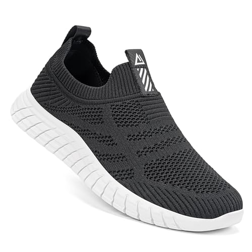 ODCKOI Slip On Sneaker Herren ohne schnürsenkel Turnschuhe rutschfest Sportschuhe Mesh Walkingschuhe Straßenlaufschuhe atmungsaktiv Jogging Sportsschuhe-HEIBAI-43-XIN von ODCKOI