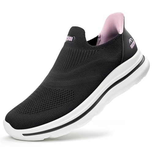 ODCKOI Slip on Damen Sneakers Bequem Atmungsaktiv Walkingschuhe Damen Leicht Jogging Fitness Turnschuhe-HEIBAI-37 von ODCKOI