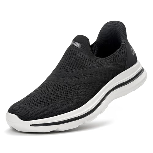 ODCKOI Slip on Sneaker Herren Ohne Schnürsenkel Schuhe Outdoor Sportschuhe Laufschuhe Leichtgewichts Atmungsaktiv Hand-Free Freizeit Straßenlaufschuhe Schwarz HEISE-46 von ODCKOI