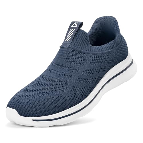 ODCKOI Sneaker Herren Hands-Free Turnschuhe Leichtgewichtige Atmungsaktive Slip on Sneaker Herren Bequeme Mesh Freizeitschuhe schnürsenkel ohne binden Sportschuhe-Dunkelblau-40 von ODCKOI