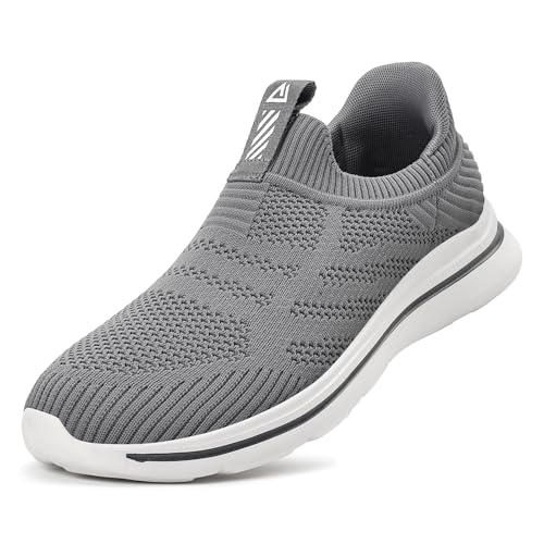ODCKOI Sneaker Herren Hands-Free Turnschuhe Leichtgewichtige Atmungsaktive Slip on Sneaker Herren Bequeme Mesh Freizeitschuhe schnürsenkel ohne binden Sportschuhe-Dunkelgrau-40 von ODCKOI