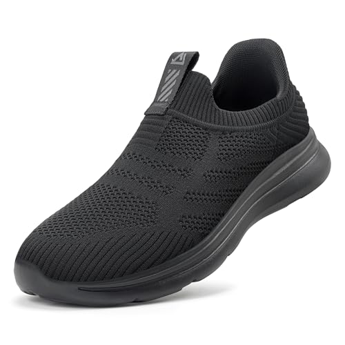 ODCKOI Sneaker Herren Hands-Free Turnschuhe Leichtgewichtige Atmungsaktive Slip on Sneaker Herren Bequeme Mesh Freizeitschuhe schnürsenkel ohne binden Sportschuhe-Schwarz-46 von ODCKOI