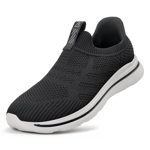 ODCKOI Sneaker Herren Hands-Free Turnschuhe Leichtgewichtige Atmungsaktive Slip on Sneaker Herren Bequeme Mesh Freizeitschuhe schnürsenkel ohne binden Sportschuhe-SchwarzWeiß-46XIN von ODCKOI