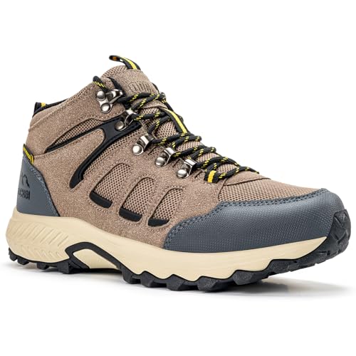 ODCKOI Wanderschuhe Damen Wasserdicht Leicht Halbhohe Trekkingschuhe Damen Outdoor rutschfeste Bergschuhe Abriebfest Wanderstiefel Camping Sneaker Hiking Boots (Khakibraun hellgelb EU 42) von ODCKOI