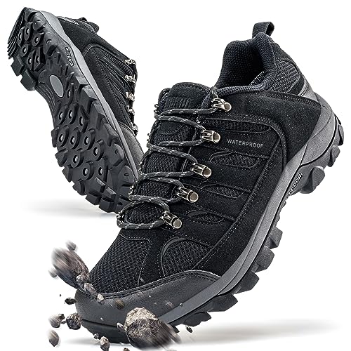 ODCKOI Wanderschuhe Herren Leicht Trailrunning Atmungsaktiv Trekkingschuhe Herren Trekking Outdoor Sneaker rutschfeste Abriebfest Bergschuhe, Camping, Fischerei, Arbeit, Sportschuhe Schwarz EU 43 von ODCKOI