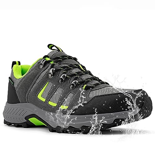 ODCKOI Wanderschuhe Herren Leichte Wasserdicht Schuhe Herren Trekkingschuhe Hiking rutschfeste Atmungsaktiv Outdoor Bergschuhe, Camping, Trailrunning, Mountainbike Sneaker (Grün Grau EU 41) von ODCKOI