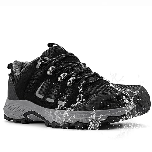 ODCKOI Wanderschuhe Herren Leichte Wasserdicht Schuhe Herren Trekkingschuhe Hiking rutschfeste Atmungsaktiv Outdoor Bergschuhe, Camping, Trailrunning, Mountainbike Sneaker (Grau Schwarz EU 44) von ODCKOI