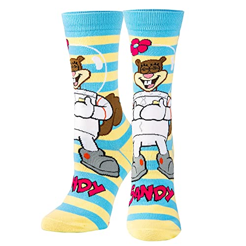 Odd Sox, Nickelodeon SpongeBob Cartoon Socken Sandy Cheeks Fun Novelty Damen Crew Large, Sandy Cheeks, Large von ODD SOX