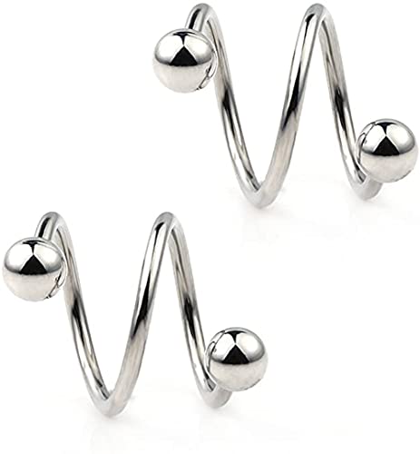 Punk-Spirale Twister Barbell Ohrring für Männer Gauge 16G Kugel 316L Edelstahl eloxiert S Doppel Ohr Knorpel Helix Lippe Ringe von ODETOJOY
