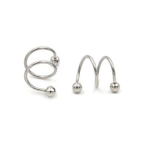 ODETOJOY Punk-Spirale Twister Barbell Ohrring für Männer Gauge 16G Kugel 316L Edelstahl eloxiert S Doppel Ohr Knorpel Helix Lippe Ringe Frauen Tragus Piercing Rock Clip Körperschmuck von ODETOJOY