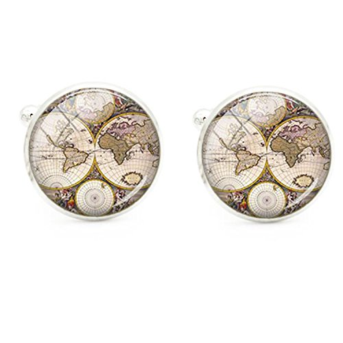 ODETOJOY 2pcs/Set Messing Manschettenknöpfe Herrenmanschettenknopfe Weltkarte Globus Hemd Für Hochzeit Wedding Herren Silberfarbene ODETOJOY 2pcs/Set Messing Manschettenknöpfe Herrenmanschettenknopfe Weltkarte Globus Hemd Für Hochzeit Wedding Herren Silberfarbene von ODETOJOY