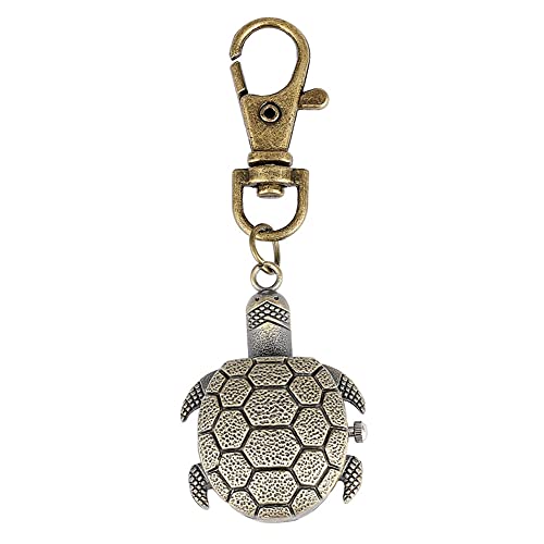 ODETOJOY Flip Open Eule Schlüsselanhänger Uhr Anhänger für Handtasche oder Schulrucksack Schildkröte Taschenuhr mit Schlüsselring für Kinder, Schildkröte, EinheitsgröÃŸe von ODETOJOY