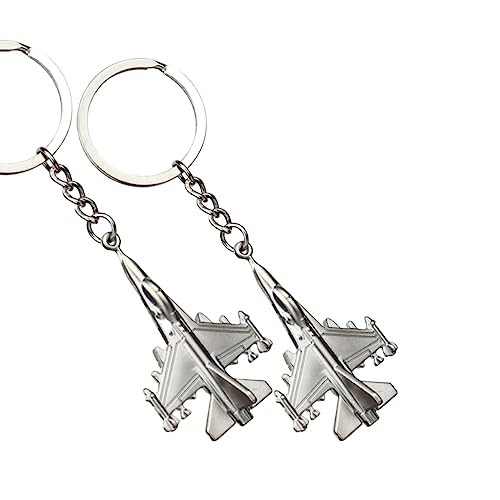 ODETOJOY Metall Kampfflugzeug Schlüsselanhänger 2 - Pc Set- F16 Raptor Falcon - Ideal für Party Favors & Aviation Fans von ODETOJOY
