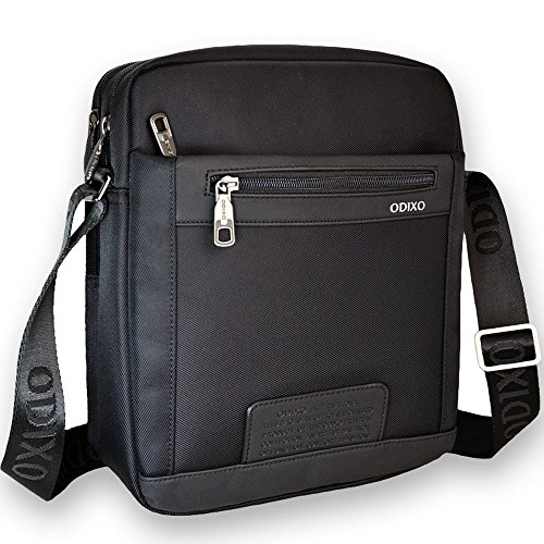 ODIXO Premium Herren Umhängetasche Schultertasche Messenger Bag Schwarz B221-1 Comfort Edition, hochwertig, Tablet Tasche von ODIXO