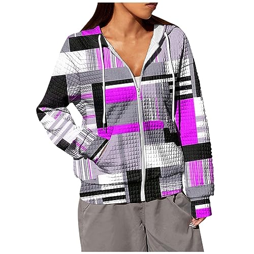 ODJOY-FAN Damen Mantel Plüschjacke Sweatjacke Hooded Coat Y2k Teenager Mädchen Hoody Mit Kapuze Sweatshirts Zip Hoodie Warm Cardigan Mit Taschen Tops Vintage Kapuzenpullover Jacket von ODJOY-FAN