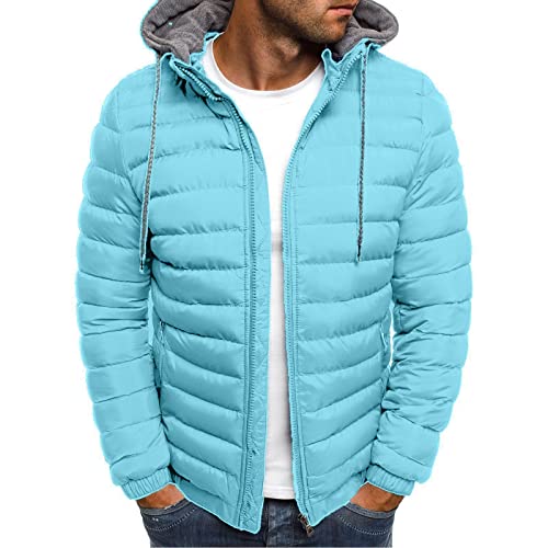 ODJOY-FAN Herren Steppjacke In Daunenjacken-Optik Mit Stehkragen Beiläufig Modische Outdoor Sportjacke Warme Übergangsjacke Reißverschluss Fuzzy Hoodie Winterjacke Mit Kapuze Mantel von ODJOY-FAN