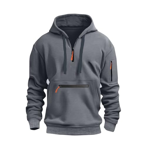 ODJOY-FAN Hoodies for Men Pullover Hooded Sweatshirt Sweatshirt Mit Taschen Kapuzenpullover Herren Wasserdicht Kapuzenpullover Unisex Kordelzug Sweatshirt Y2k Sweatjacke（3XL,Dunkelgrau） von ODJOY-FAN