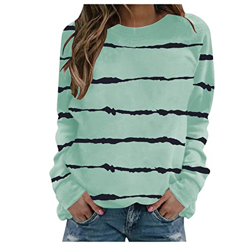 ODJOY-FAN Tshirt Damen Oversized Rundhals Pullover Sweatshirt Drucken Langärmlig Tops Langarmshirt Mode Lose Tunika Lang Tops Baumwolle Basic Winter Bluse Tops Oberteile von ODJOY-FAN