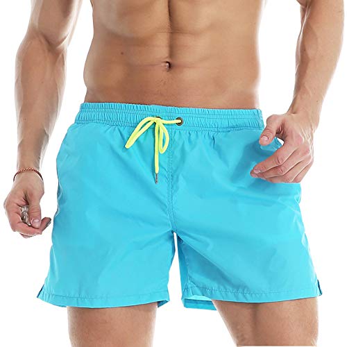 ODOKEI Badehose für Herren Jungen Badeshorts Sporthose kurz Männer Schnelltrockend Sport Schwimmhose Himmelblau M von ODOKEI